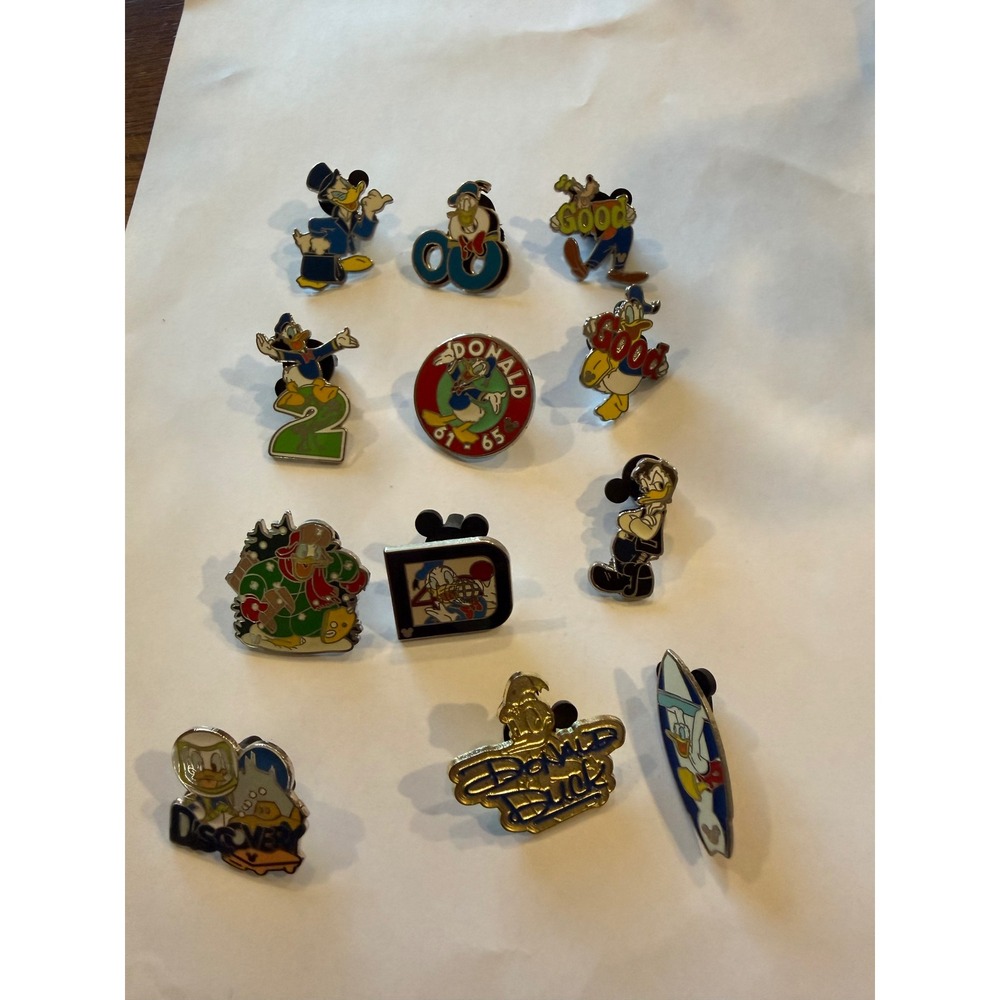 Disney Donald Duck Trading Pin Lot 11pc Assorted Enamel Pins Discovery Surfboard